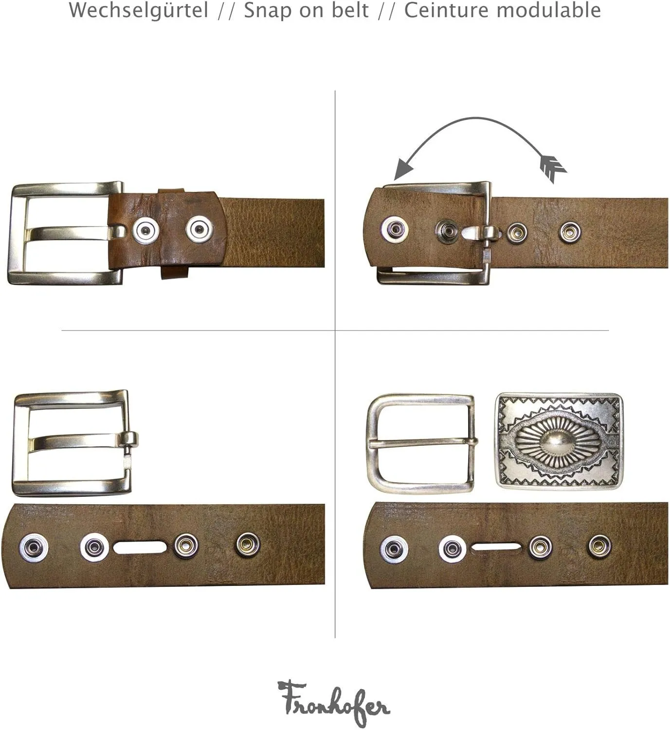 Genuine Leather Belt with Round Silver Buckle 1.6 inches
