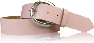 Genuine Leather Belt with Round Silver Buckle 1.6 inches