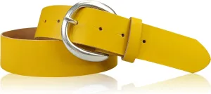 Genuine Leather Belt with Round Silver Buckle 1.6 inches