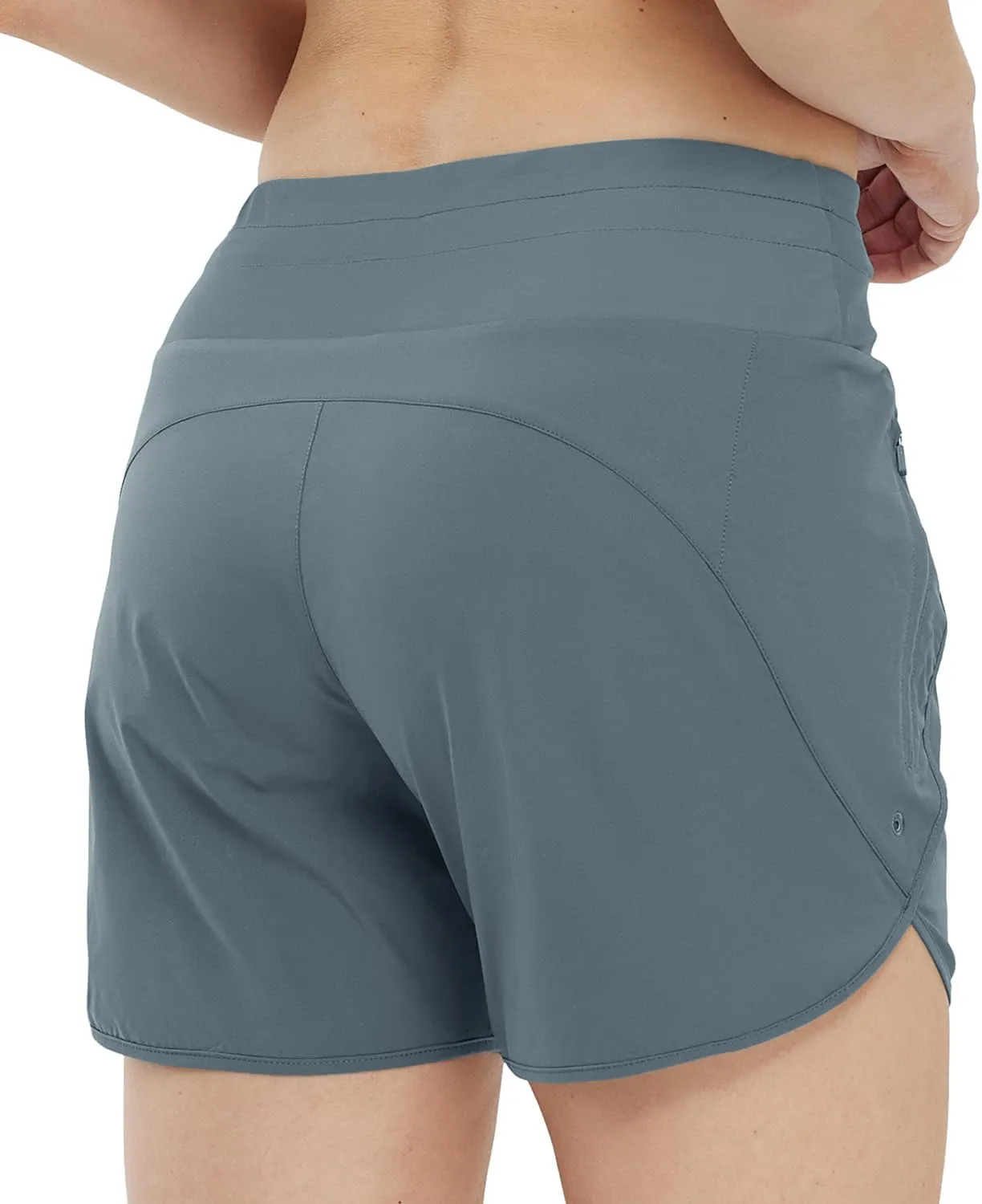 Gopune Women's 5" High Waisted Swim Board Shorts with Zipper Pockets UPF 50  Quick Dry Beach Trunks with Liner