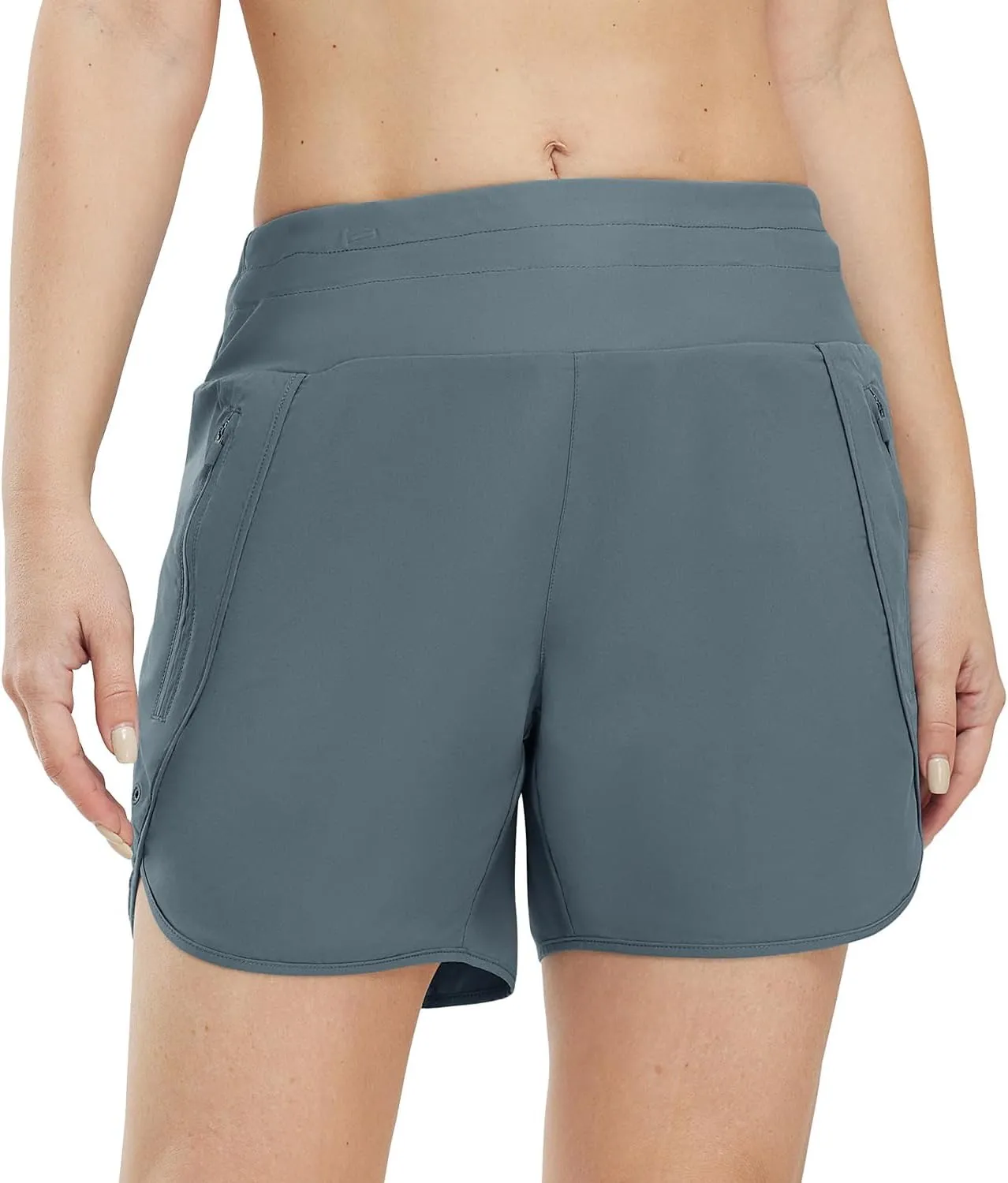 Gopune Women's 5" High Waisted Swim Board Shorts with Zipper Pockets UPF 50  Quick Dry Beach Trunks with Liner