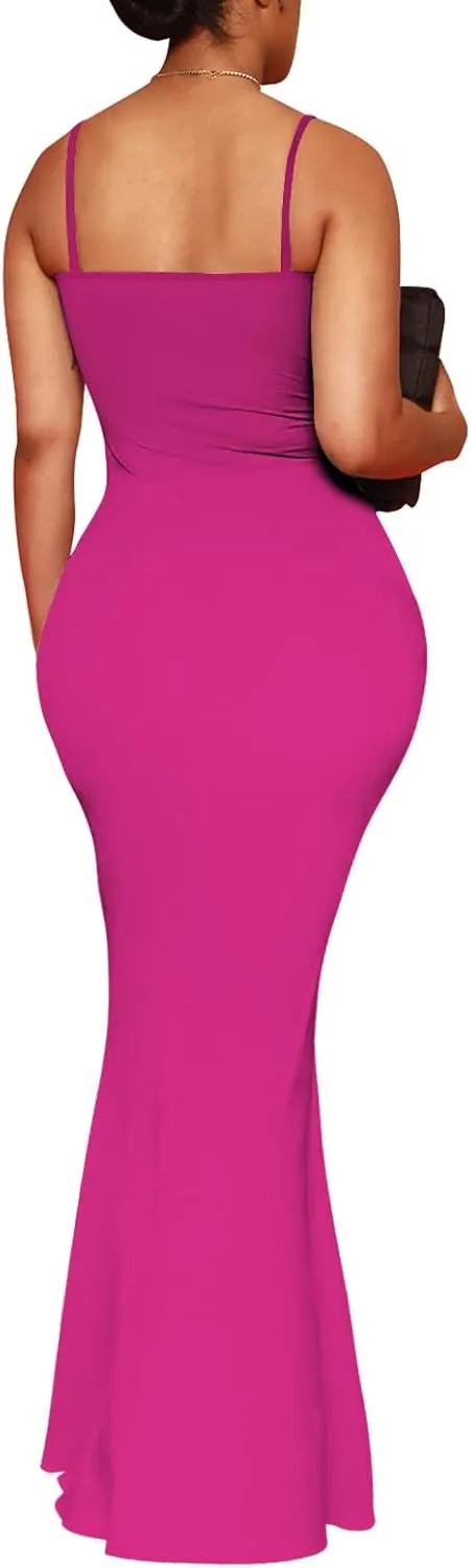 Hafailia Women's Casual Soft Lounge Long Slip Dress Sexy Sleeveless Bodycon Maxi Dresses Evening Formal Cocktail