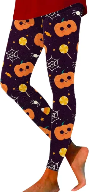Halloween Graphic Skinny Leggings Women Soft Halloween Print Collection High Halloween Yoga Fitness Running Plus