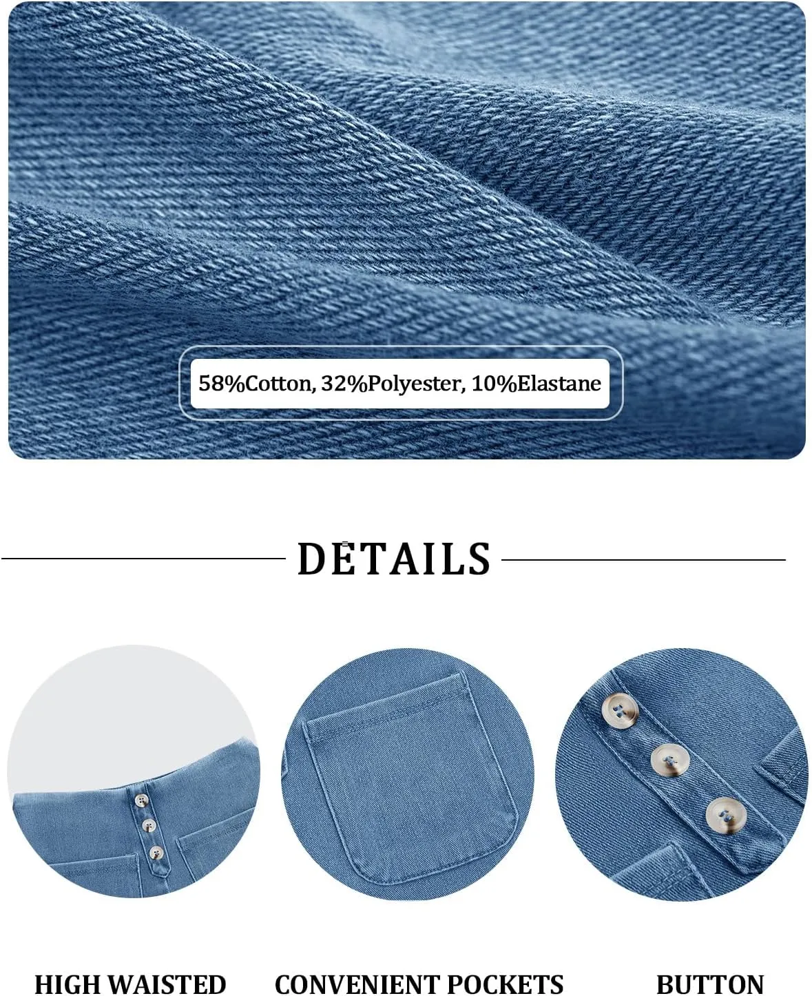 Haloumoning Girls Jean Shorts Kids Cute High Waist Shorts Button Summer Demin Shorts with Pockets 5-14 Years