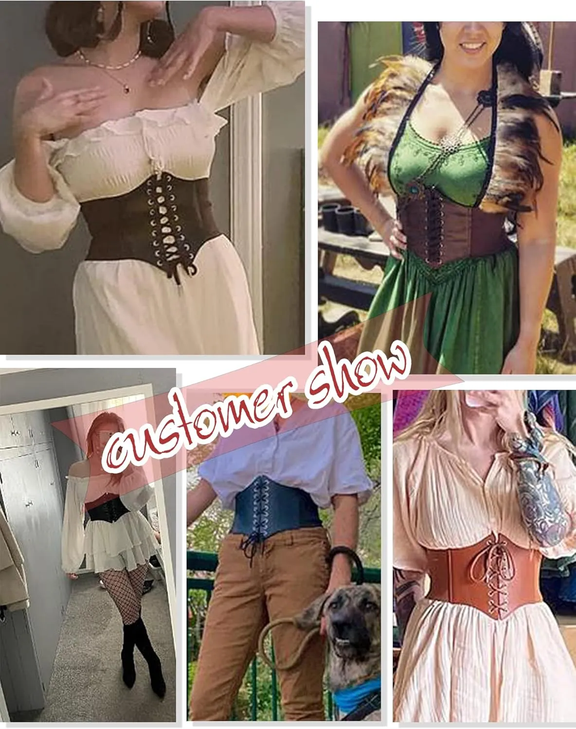 HANERDUN Lace-up Waspie Corset Belts for Women Elastic Waist Belt Tied Retro Wide Belt