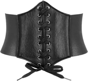 HANERDUN Lace-up Waspie Corset Belts for Women Elastic Waist Belt Tied Retro Wide Belt