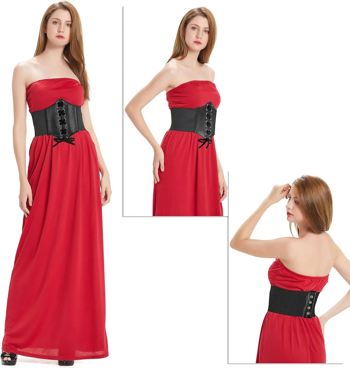 HANERDUN Lace-up Waspie Corset Belts for Women Elastic Waist Belt Tied Retro Wide Belt