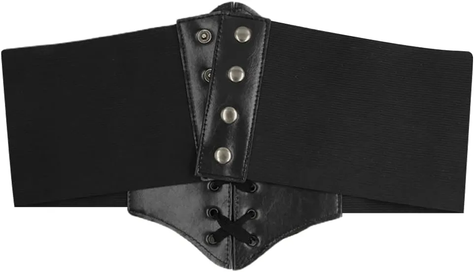 HANERDUN Lace-up Waspie Corset Belts for Women Elastic Waist Belt Tied Retro Wide Belt