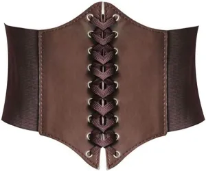 HANERDUN Lace-up Waspie Corset Belts for Women Elastic Waist Belt Tied Retro Wide Belt