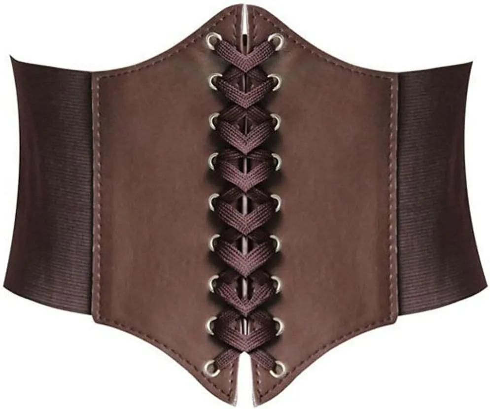 HANERDUN Lace-up Waspie Corset Belts for Women Elastic Waist Belt Tied Retro Wide Belt