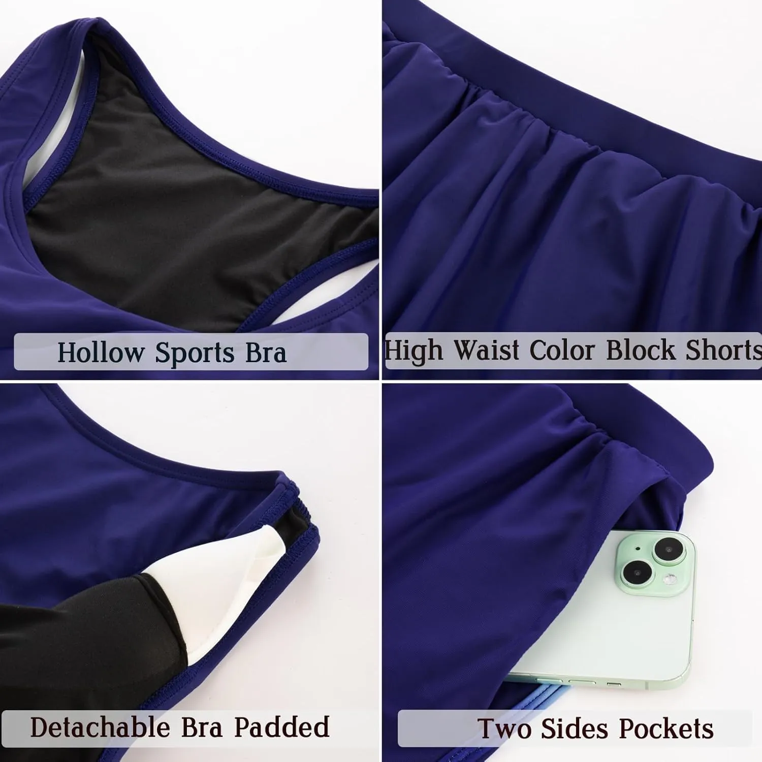 Hanna Nikole Women 3 Piece Rash Guard Long Sleeve Swimsuit Plus Size Modest Zipper UV Sun Protection Swim Shirt Shorts