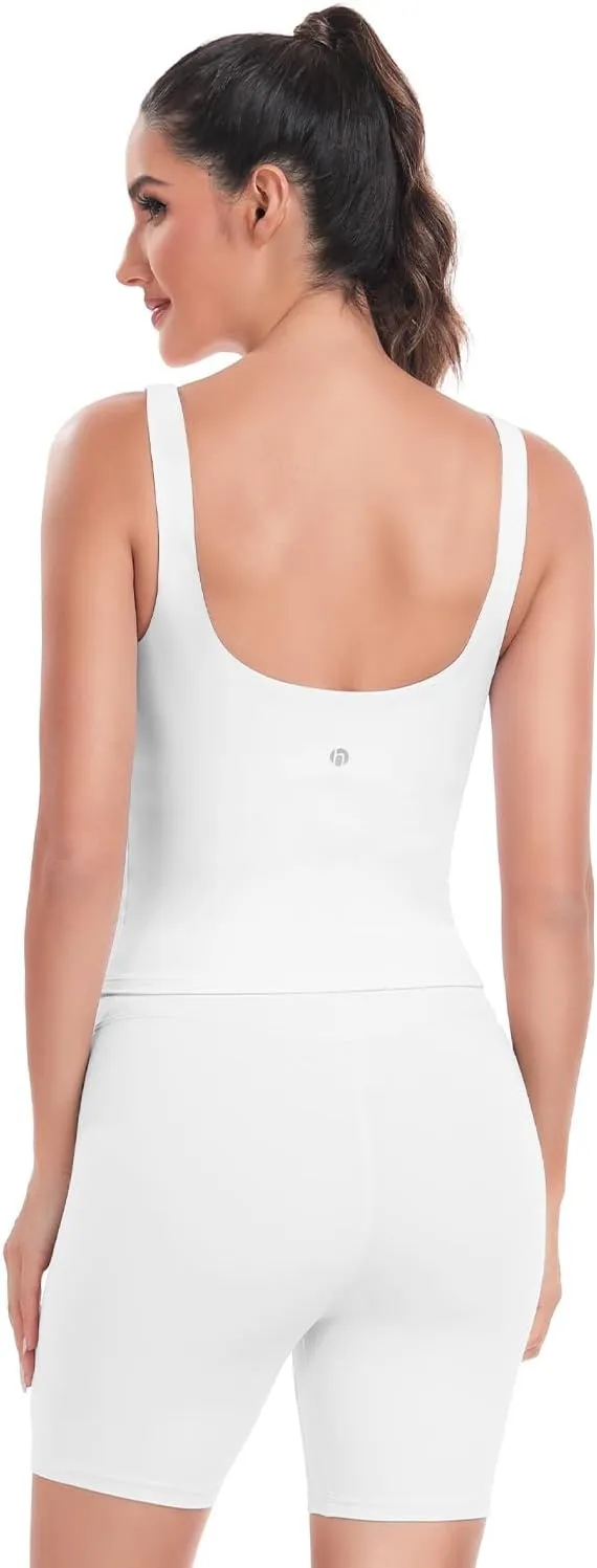 HeyNuts Zeal Bra Longline Classic U Back Medium Impact Wirefree Sports Bras, Workout Tank Tops with Removable Pads A-C Cups