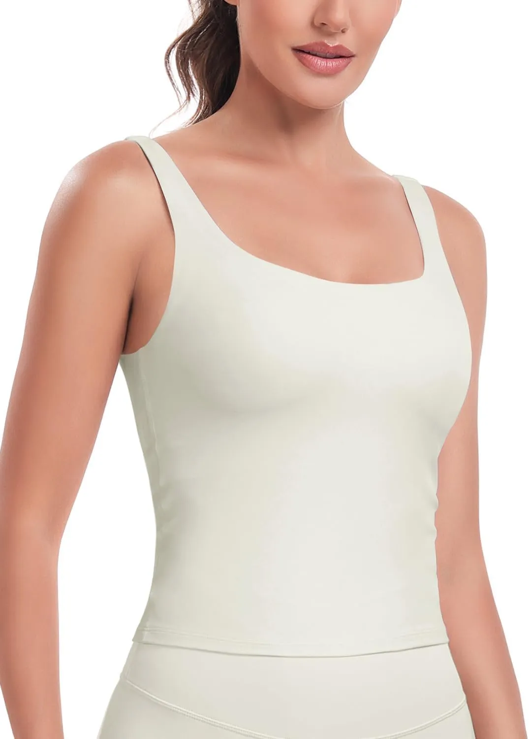HeyNuts Zeal Bra Longline Classic U Back Medium Impact Wirefree Sports Bras, Workout Tank Tops with Removable Pads A-C Cups