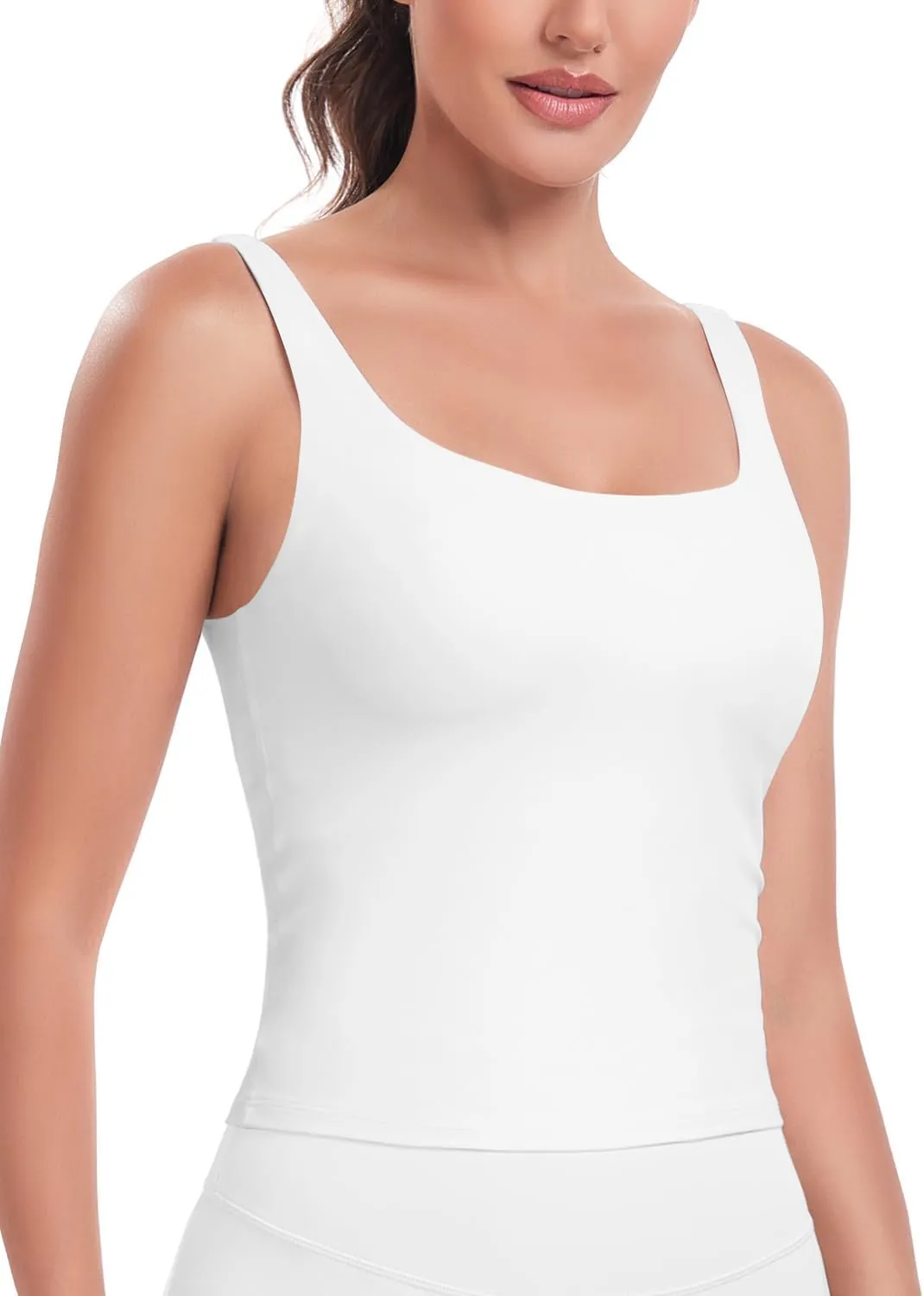 HeyNuts Zeal Bra Longline Classic U Back Medium Impact Wirefree Sports Bras, Workout Tank Tops with Removable Pads A-C Cups