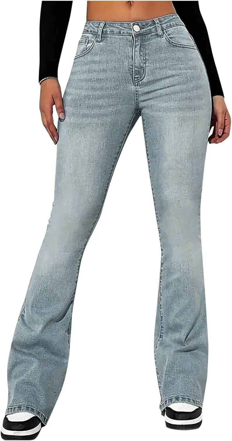 High Waisted Bell Bottom Jeans for Women Flare Jeans for Women Distressd Stretch Wide Leg Jeans