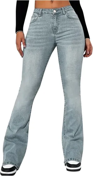 High Waisted Bell Bottom Jeans for Women Flare Jeans for Women Distressd Stretch Wide Leg Jeans
