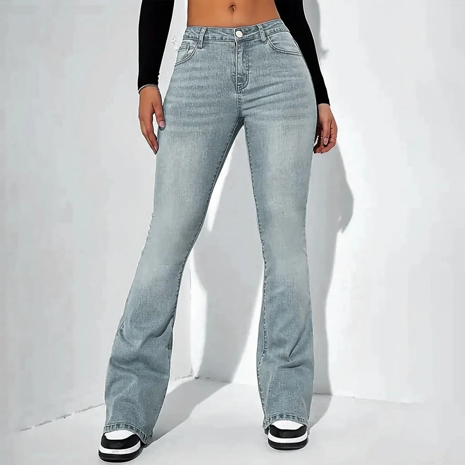 High Waisted Bell Bottom Jeans for Women Flare Jeans for Women Distressd Stretch Wide Leg Jeans