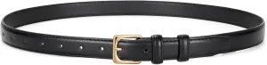 JASGOOD Women Leather Belt for Pants Jeans Casual Fashion Ladies Skinny Leather Waist Belt for Dress with Gold Buckle