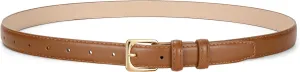 JASGOOD Women Leather Belt for Pants Jeans Casual Fashion Ladies Skinny Leather Waist Belt for Dress with Gold Buckle
