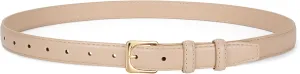 JASGOOD Women Leather Belt for Pants Jeans Casual Fashion Ladies Skinny Leather Waist Belt for Dress with Gold Buckle