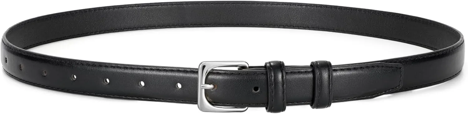 JASGOOD Women Leather Belt for Pants Jeans Casual Fashion Ladies Skinny Leather Waist Belt for Dress with Gold Buckle