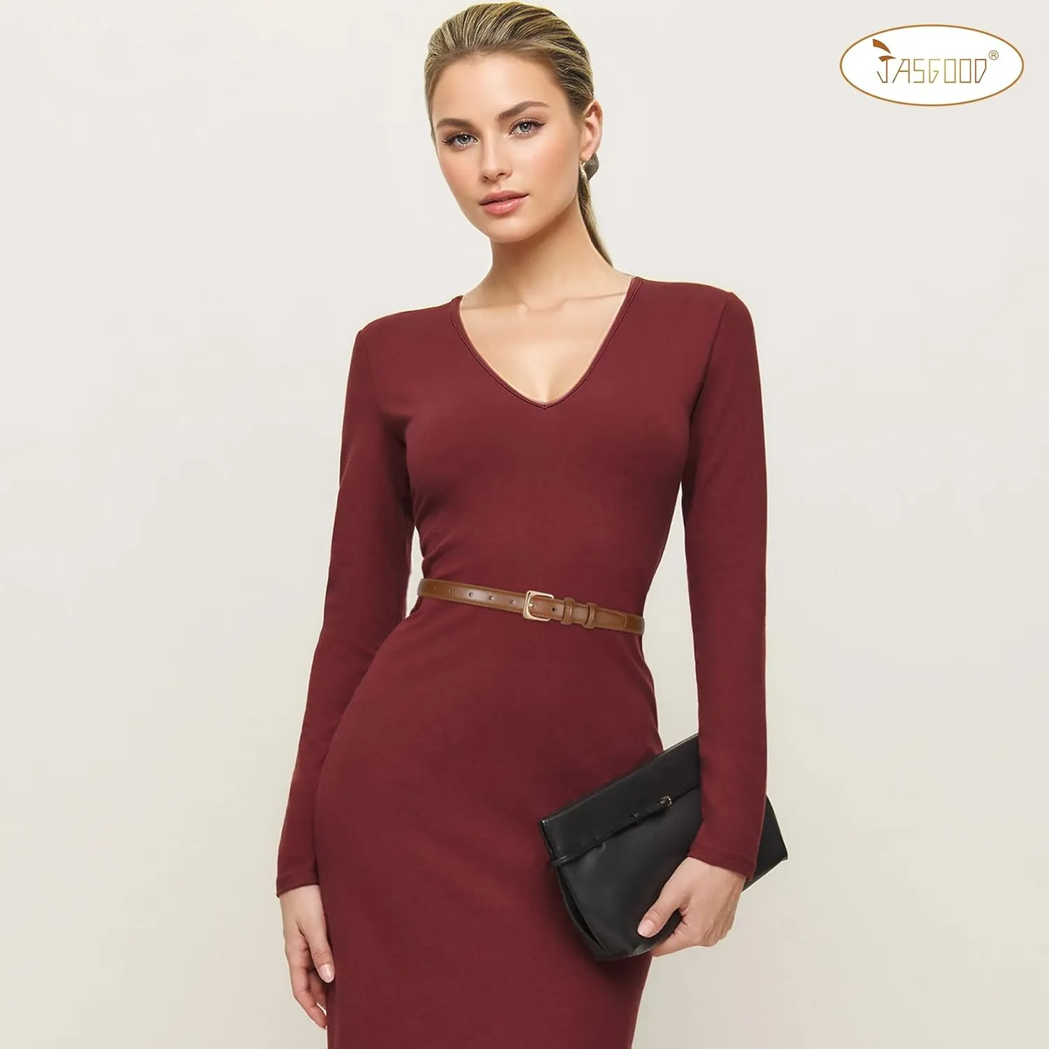 JASGOOD Women Leather Belt for Pants Jeans Casual Fashion Ladies Skinny Leather Waist Belt for Dress with Gold Buckle