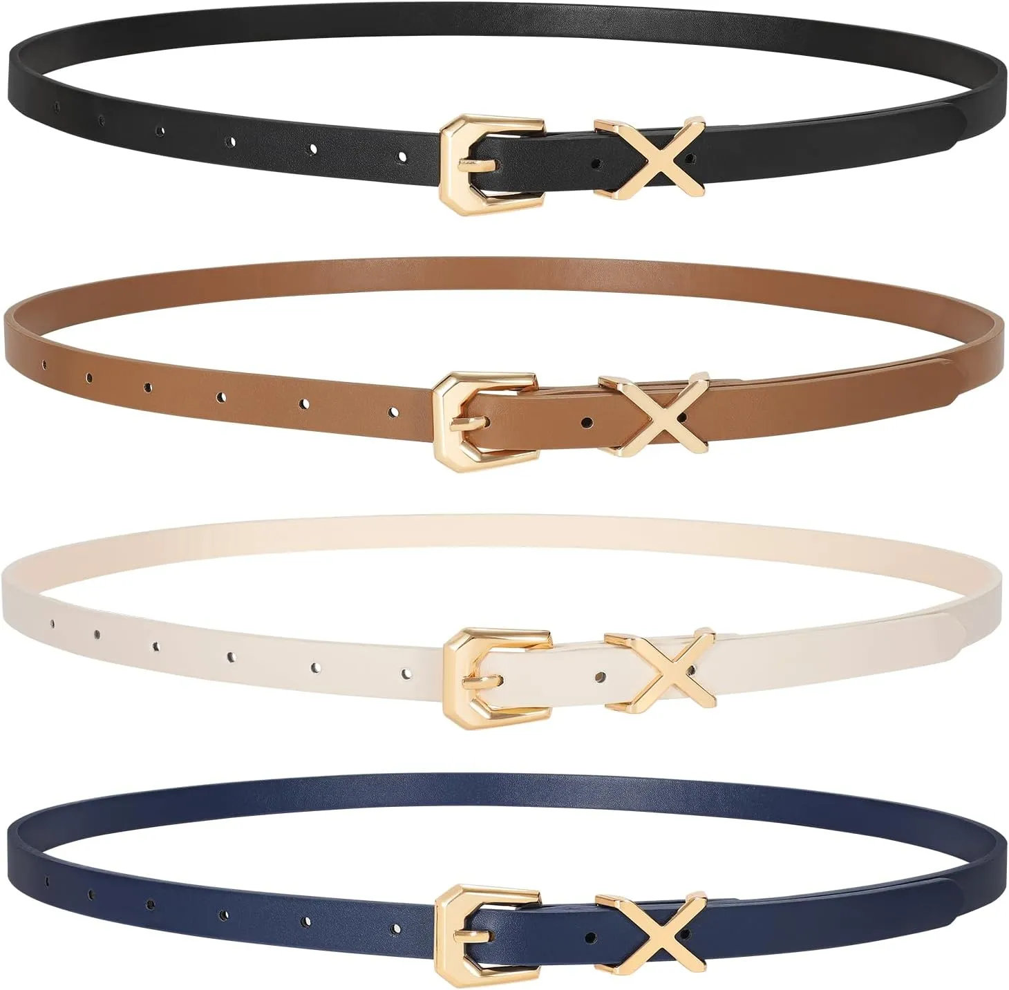 JASGOOD Women Skinny Leather Belt for Pants Jeans Ladies Thin Waist Belt for Dress