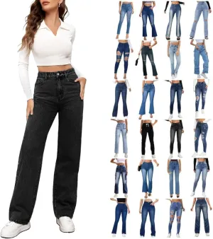 Jeans for Women Trendy 2024 Flare/Wide Leg Jeans High Waisted Stretch Baggy Jeans for Women Plus Size Denim Pants