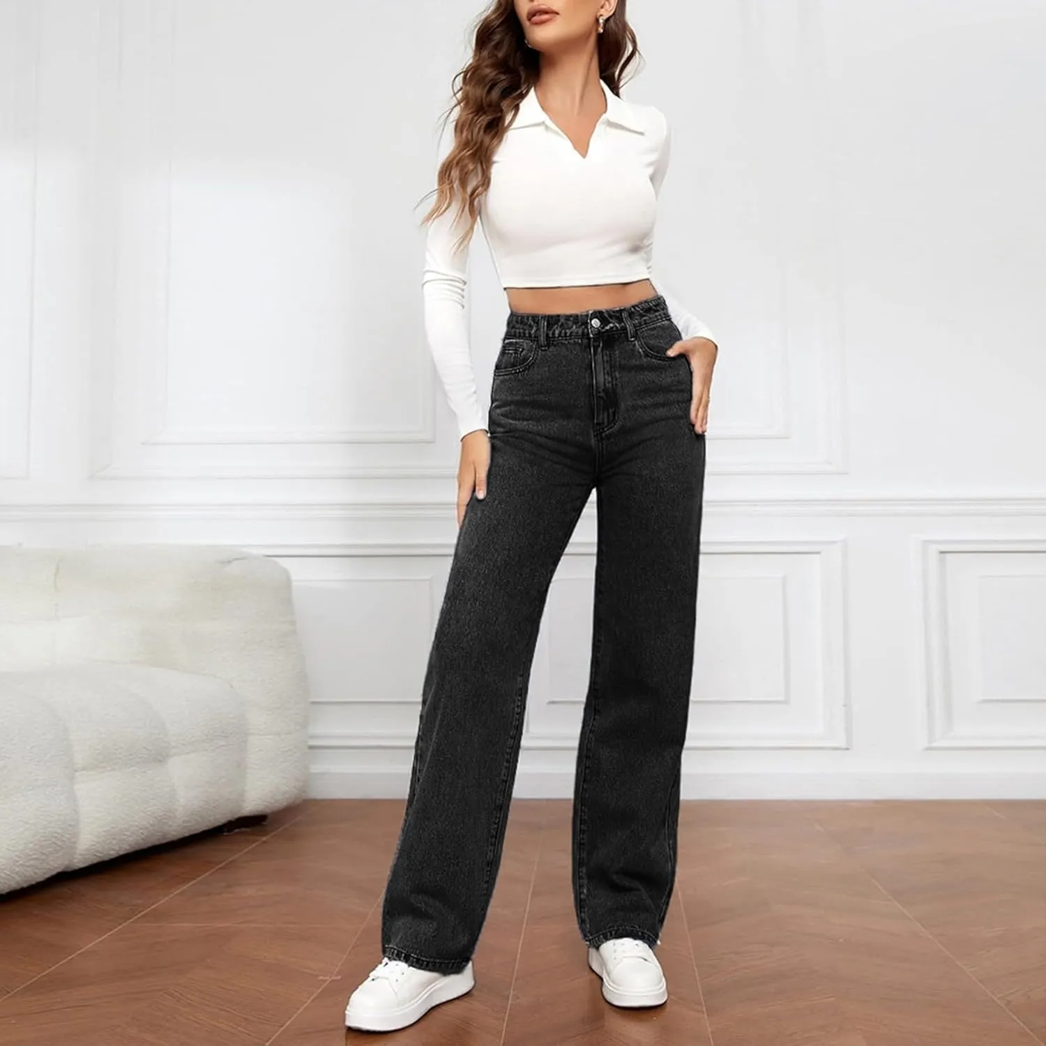 Jeans for Women Trendy 2024 Flare/Wide Leg Jeans High Waisted Stretch Baggy Jeans for Women Plus Size Denim Pants