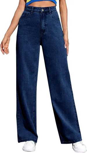 Jeans Women Sweatpants That Look Like Jeans High Waisted Straight Wide Leg Boyfriend with Pockets Jeans Denim Pants