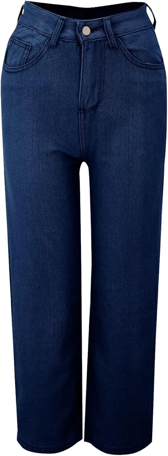 Jeans Women Sweatpants That Look Like Jeans High Waisted Straight Wide Leg Boyfriend with Pockets Jeans Denim Pants