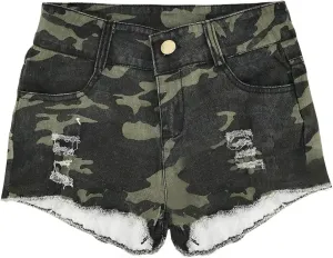 JEKE-DG Womens Jean Shorts Summer High Waisted Denim Shorts Ripped Frayed Casual Stretchy Shorts