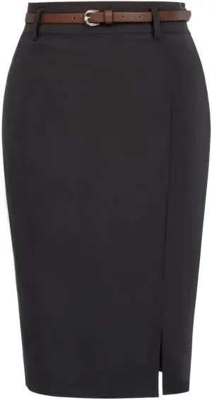 Kate Kasin Women's Bodycon Pencil Skirt with Belt Solid Color Hip-Wrapped