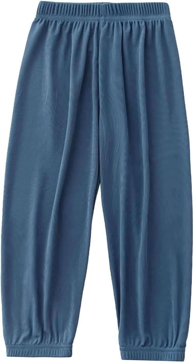 Kids Boys Girls Loose Fit Pants Baggy Sweatpants Wide Leg Elastic Waist Joggers Thin Soft Solid Color Summer Trousers