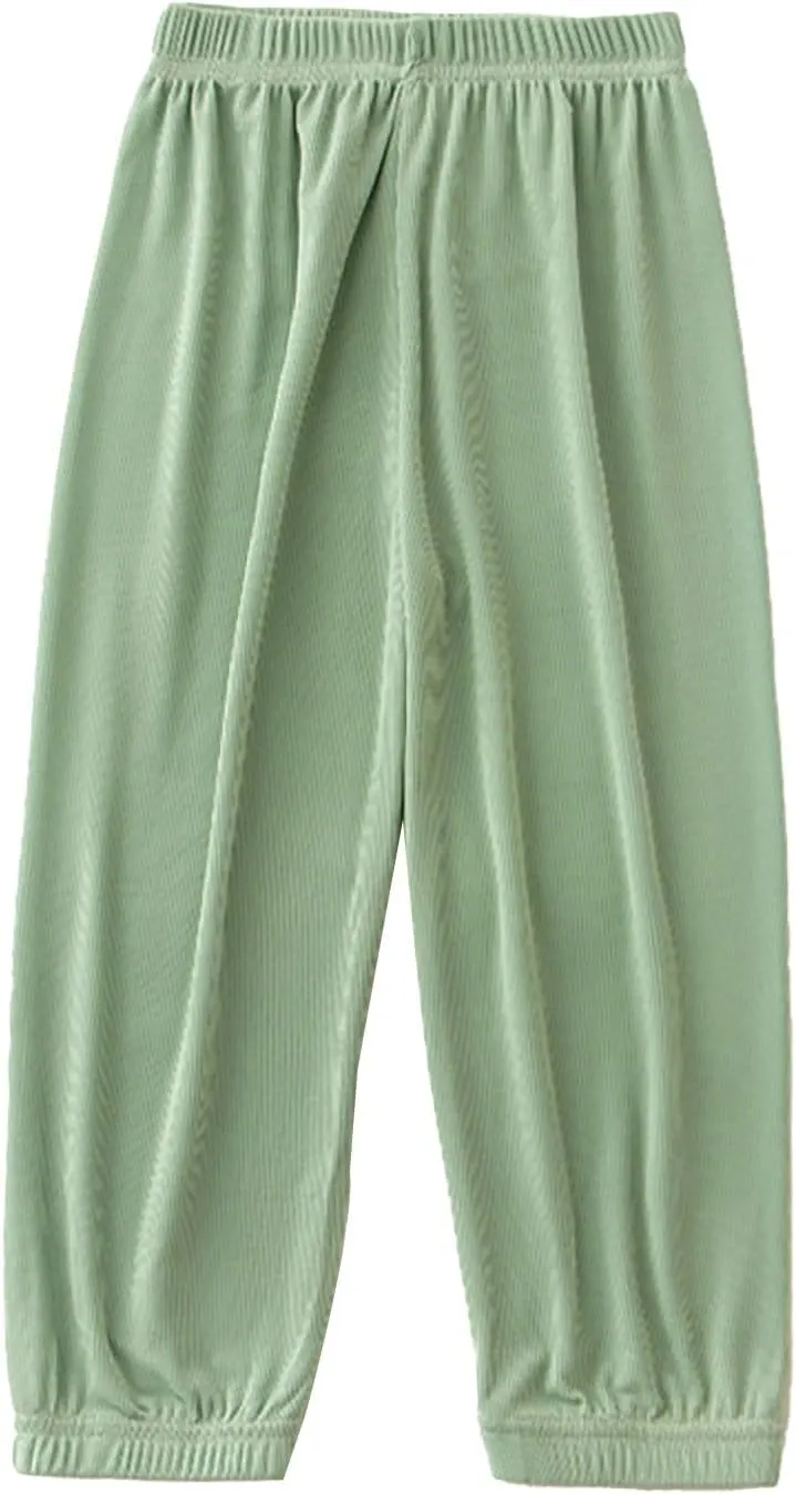 Kids Boys Girls Loose Fit Pants Baggy Sweatpants Wide Leg Elastic Waist Joggers Thin Soft Solid Color Summer Trousers