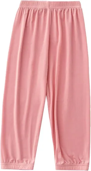 Kids Boys Girls Loose Fit Pants Baggy Sweatpants Wide Leg Elastic Waist Joggers Thin Soft Solid Color Summer Trousers