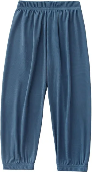 Kids Boys Girls Loose Fit Pants Baggy Sweatpants Wide Leg Elastic Waist Joggers Thin Soft Solid Color Summer Trousers
