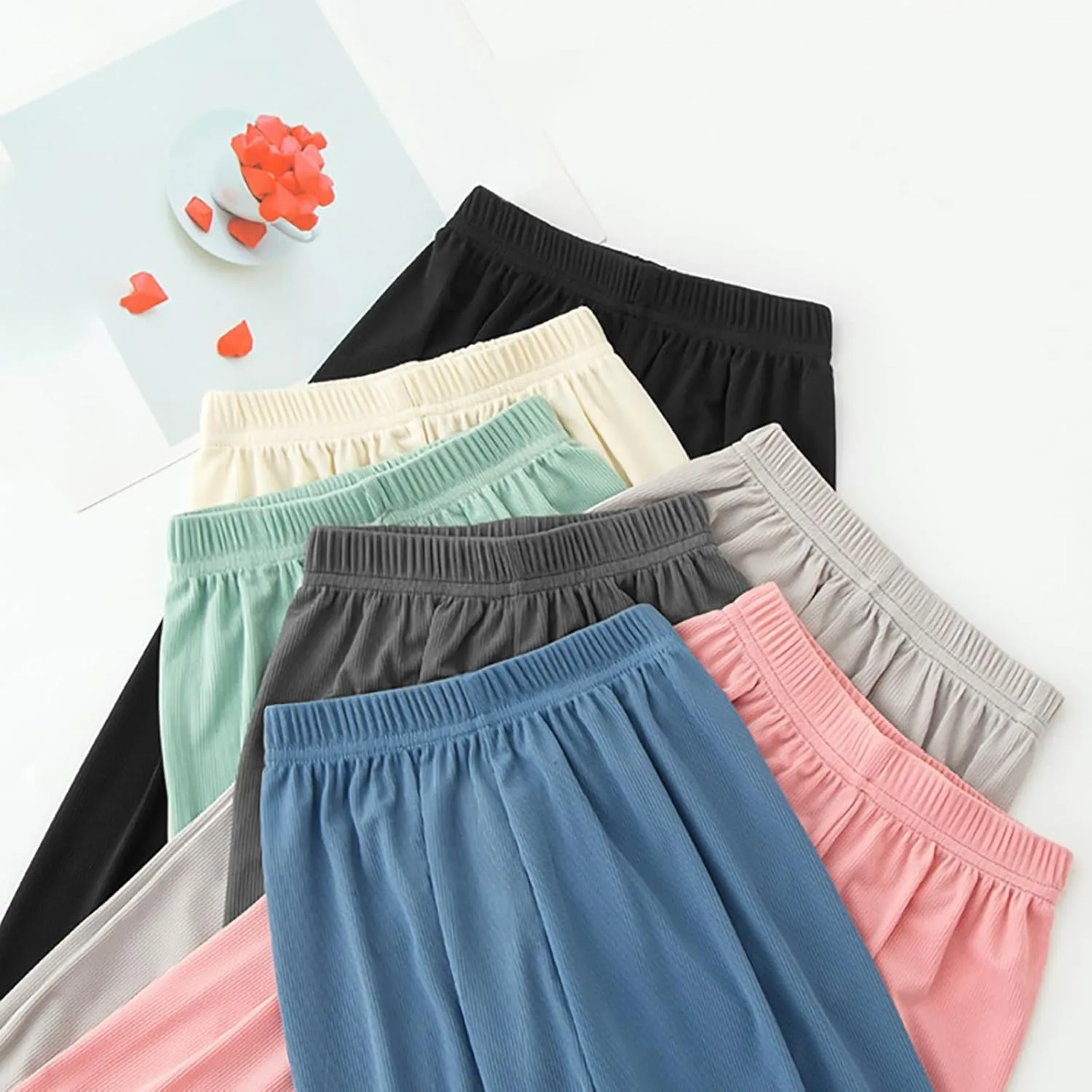 Kids Boys Girls Loose Fit Pants Baggy Sweatpants Wide Leg Elastic Waist Joggers Thin Soft Solid Color Summer Trousers