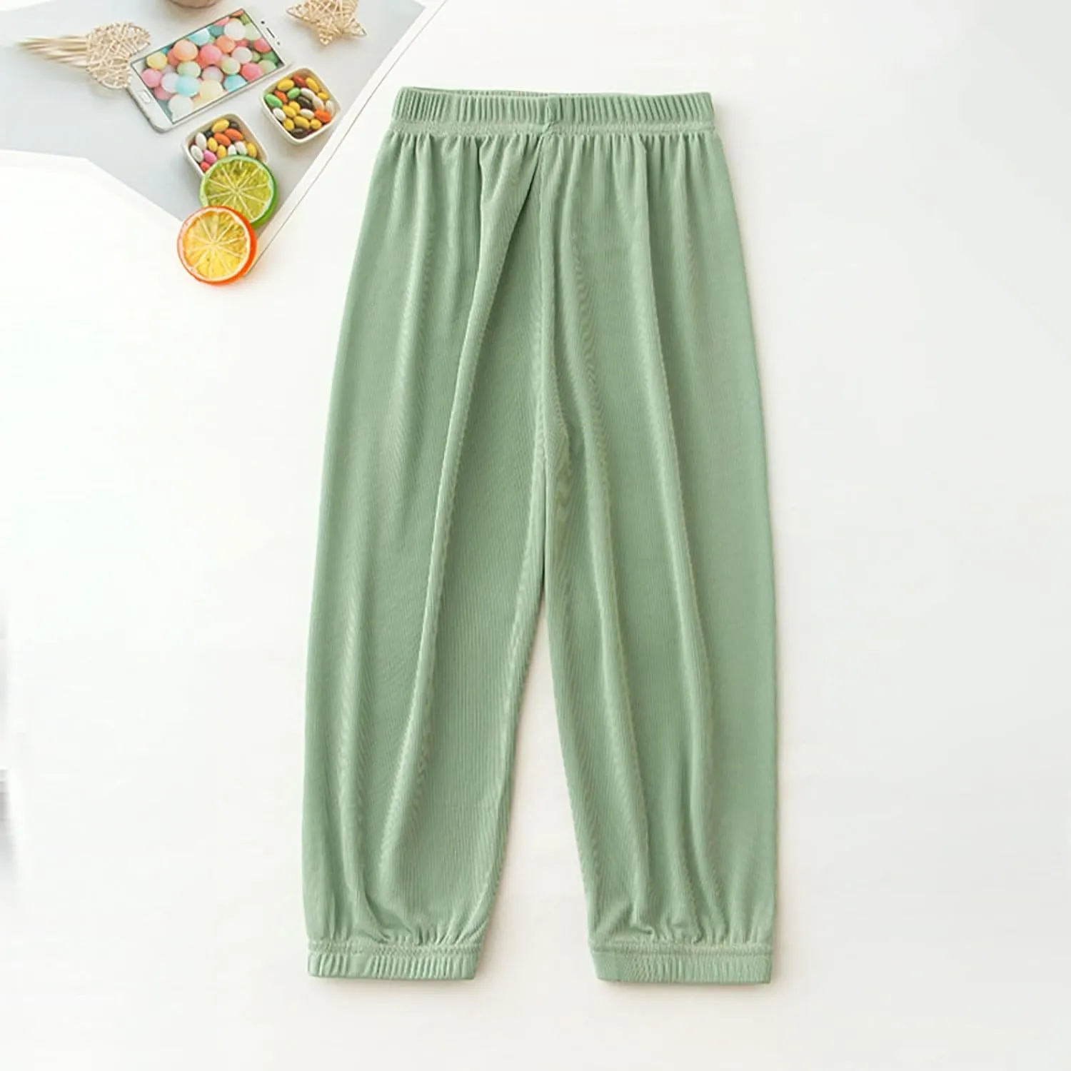 Kids Boys Girls Loose Fit Pants Baggy Sweatpants Wide Leg Elastic Waist Joggers Thin Soft Solid Color Summer Trousers