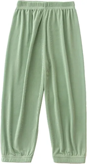 Kids Boys Girls Loose Fit Pants Baggy Sweatpants Wide Leg Elastic Waist Joggers Thin Soft Solid Color Summer Trousers