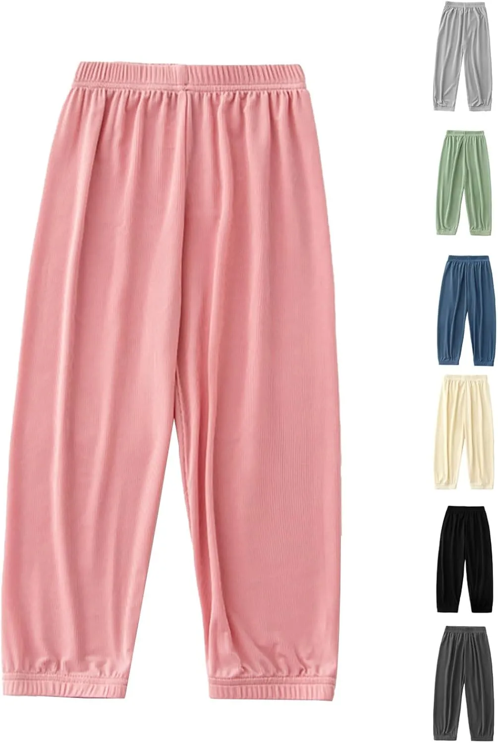 Kids Boys Girls Loose Fit Pants Baggy Sweatpants Wide Leg Elastic Waist Joggers Thin Soft Solid Color Summer Trousers