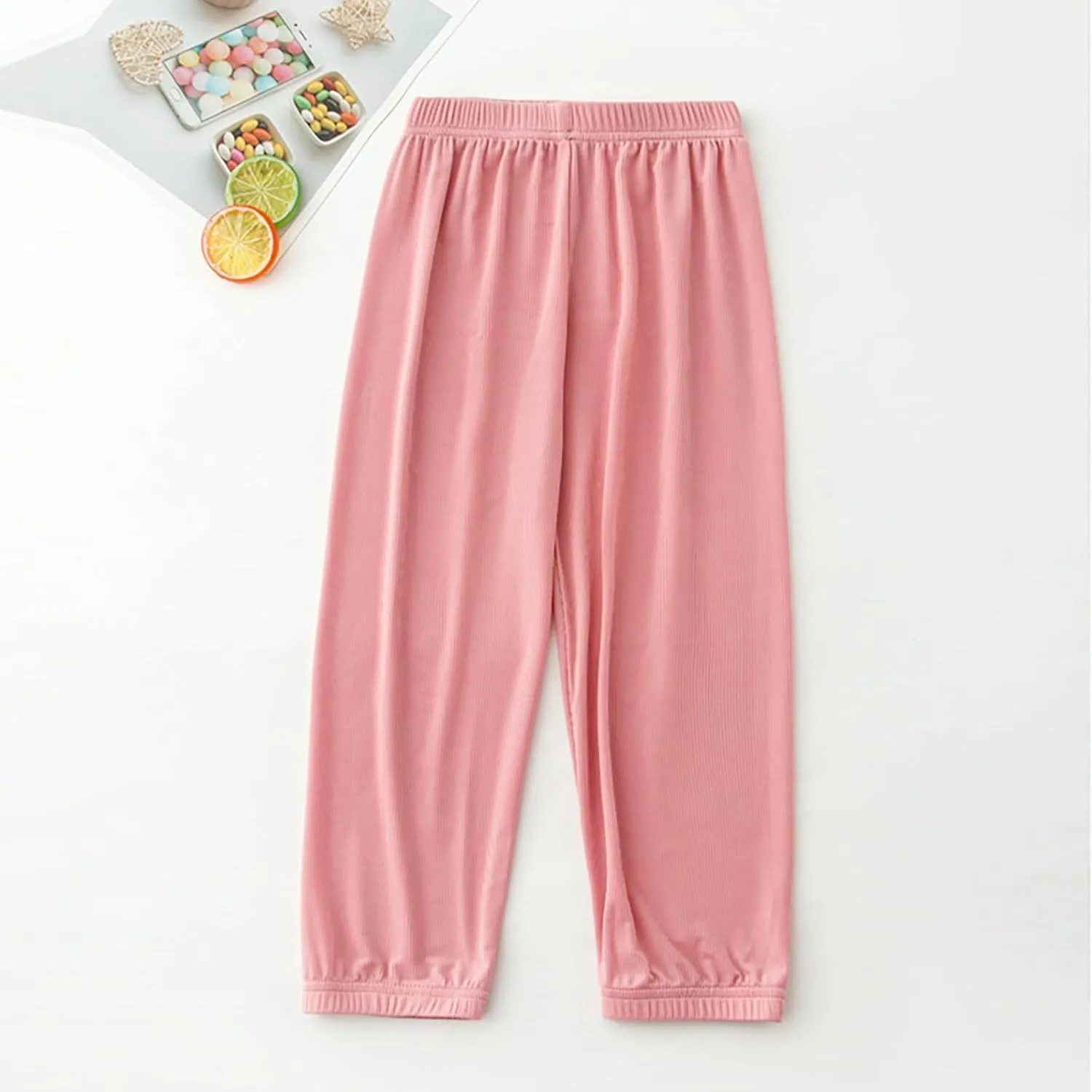 Kids Boys Girls Loose Fit Pants Baggy Sweatpants Wide Leg Elastic Waist Joggers Thin Soft Solid Color Summer Trousers