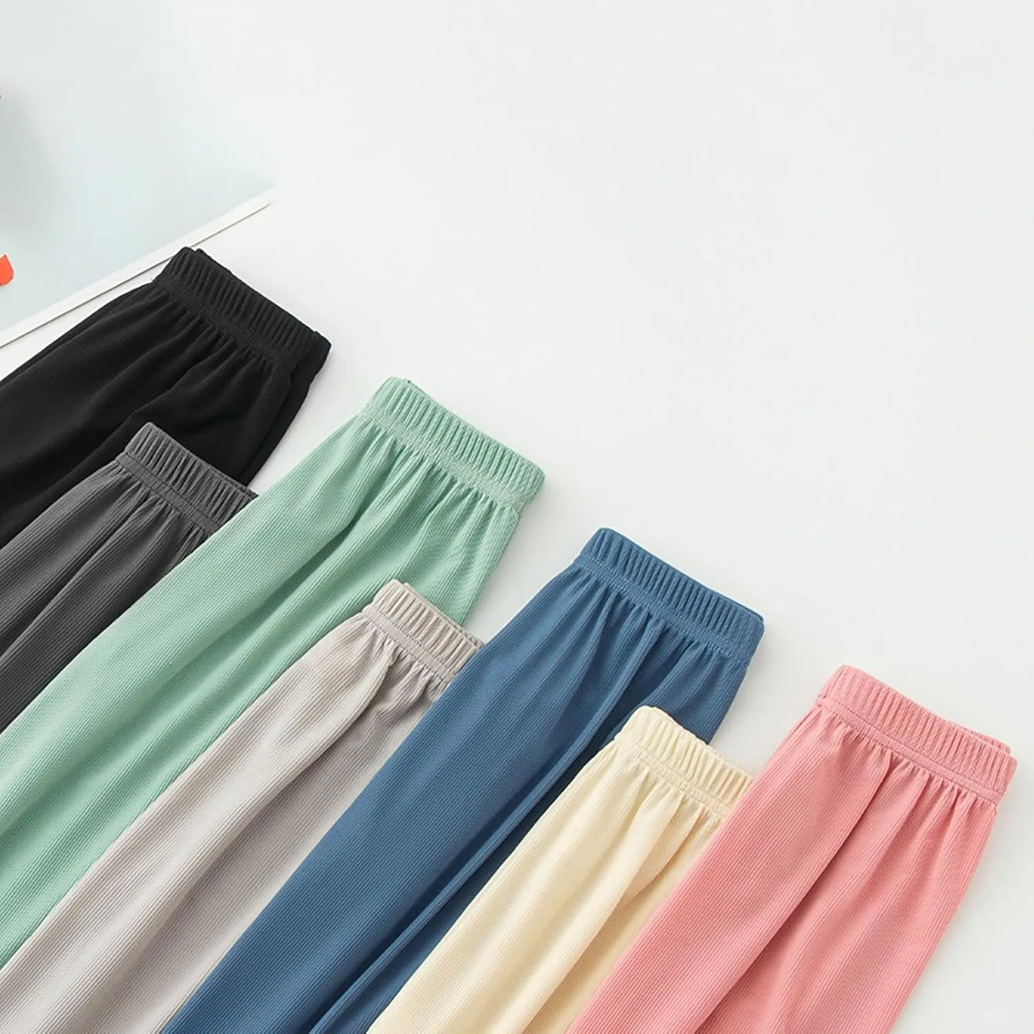 Kids Boys Girls Loose Fit Pants Baggy Sweatpants Wide Leg Elastic Waist Joggers Thin Soft Solid Color Summer Trousers