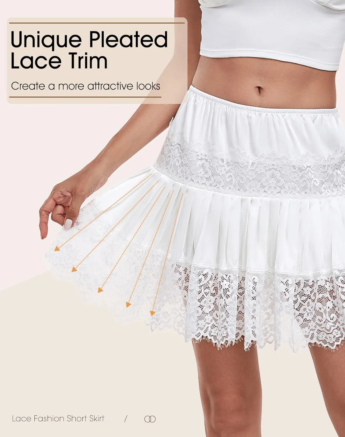 Lace Slip Skirt for Women Half Slips for Under Dresses Y2K Pleated Ruffle Lace Mini Skirt Extender Underskirt