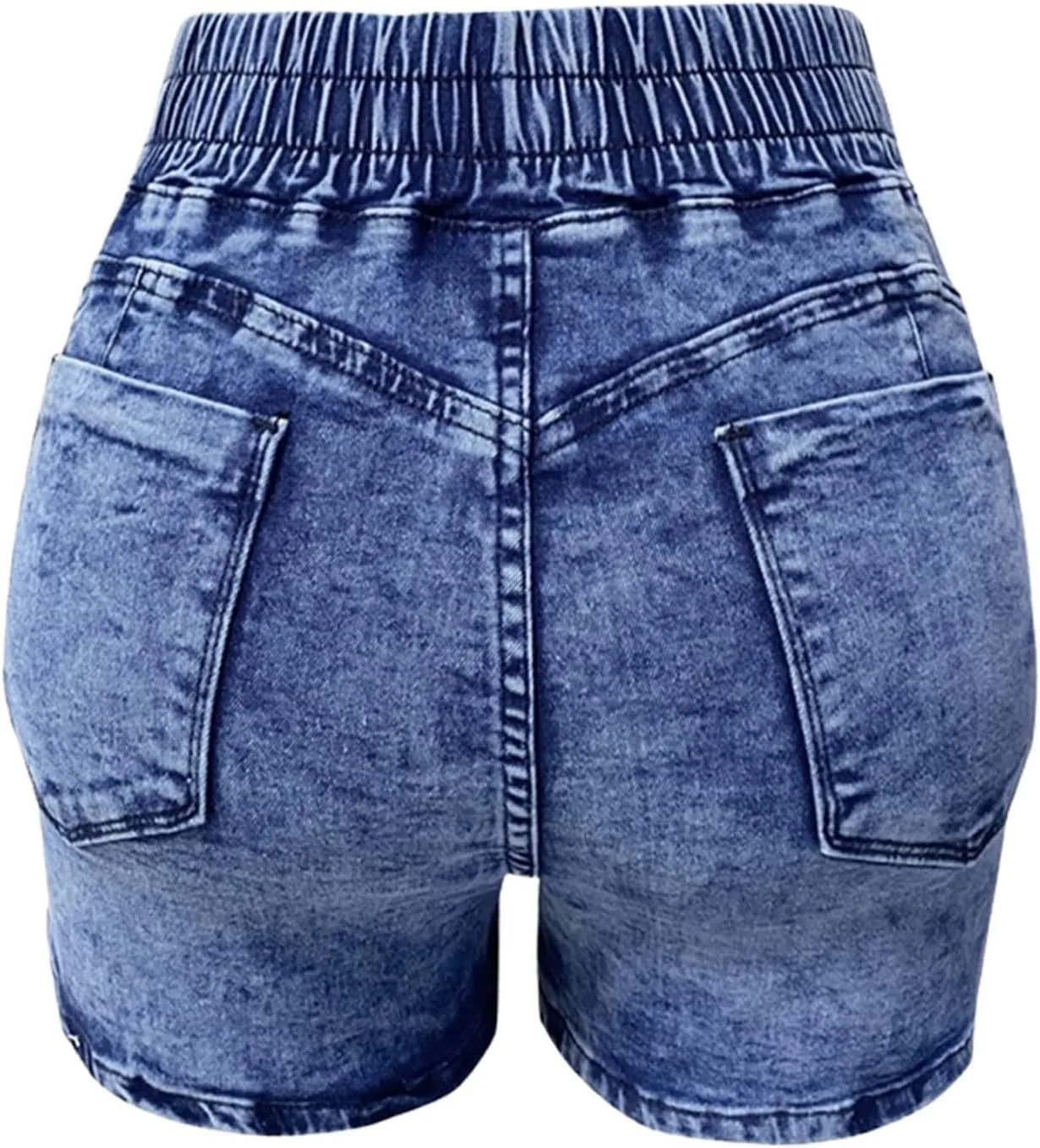 Lady Solid Color Washed Ripped High Waisted Stretch Denim Shorts Dressy Shorts for Women