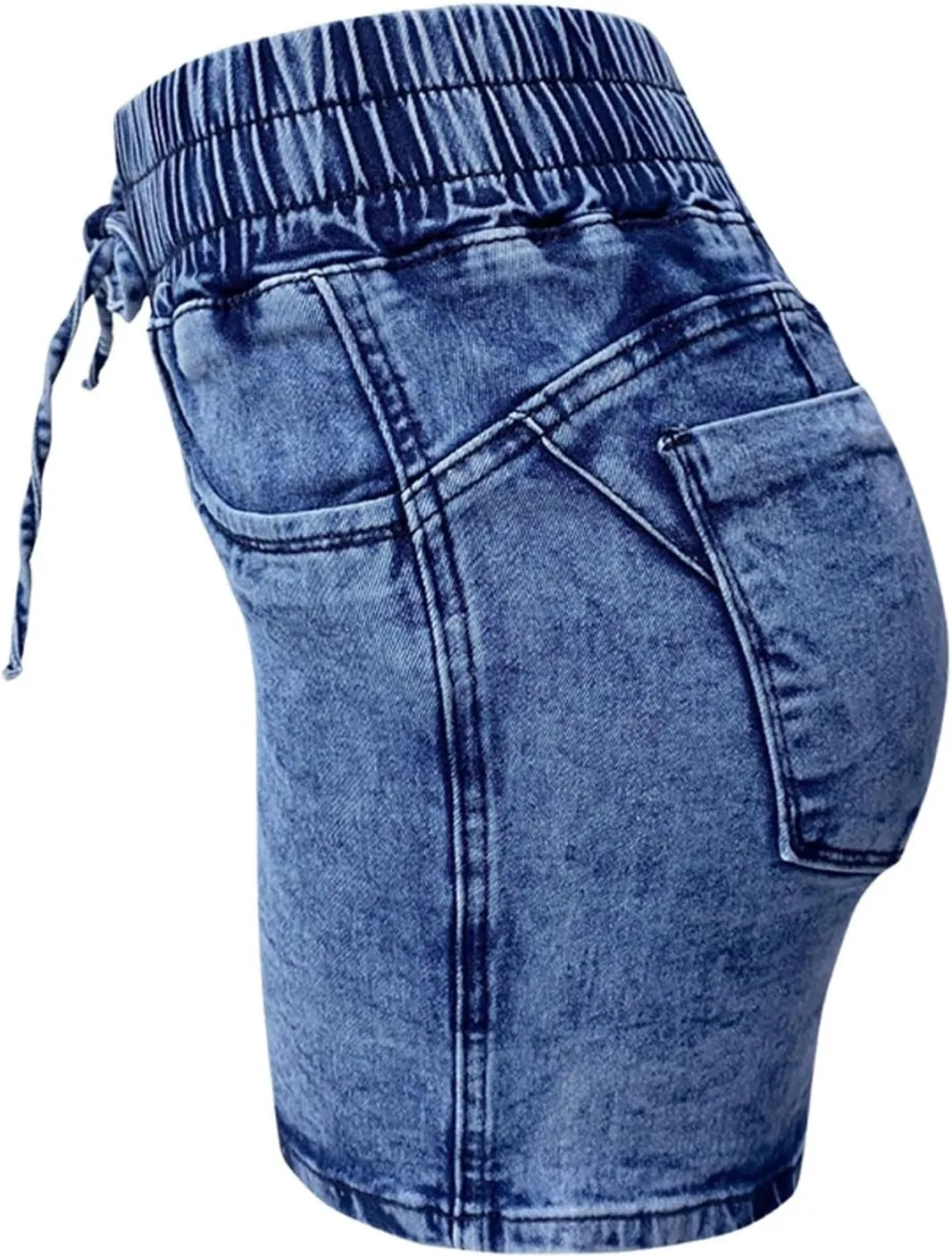 Lady Solid Color Washed Ripped High Waisted Stretch Denim Shorts Dressy Shorts for Women