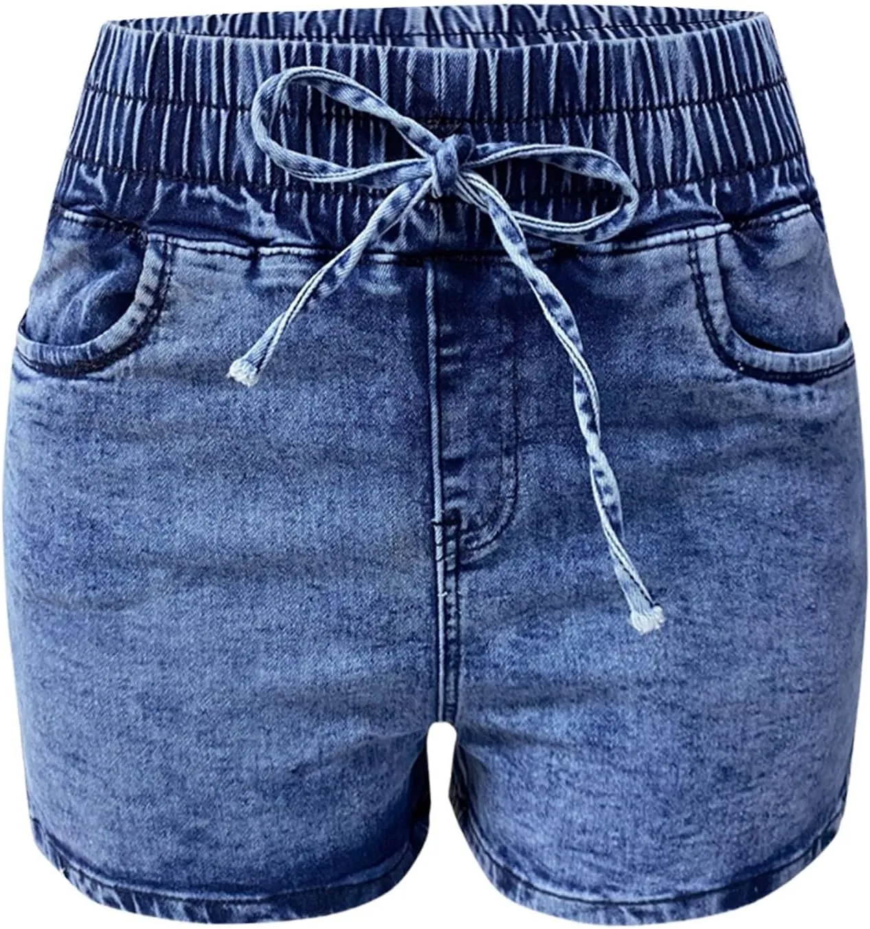 Lady Solid Color Washed Ripped High Waisted Stretch Denim Shorts Dressy Shorts for Women