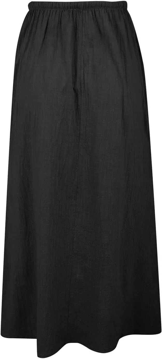 Linen Maxi Skirts for Women Summer Spring Flowy Drawstring Waist A Line Skirt Boho Vacation Casual Cute Long Dress