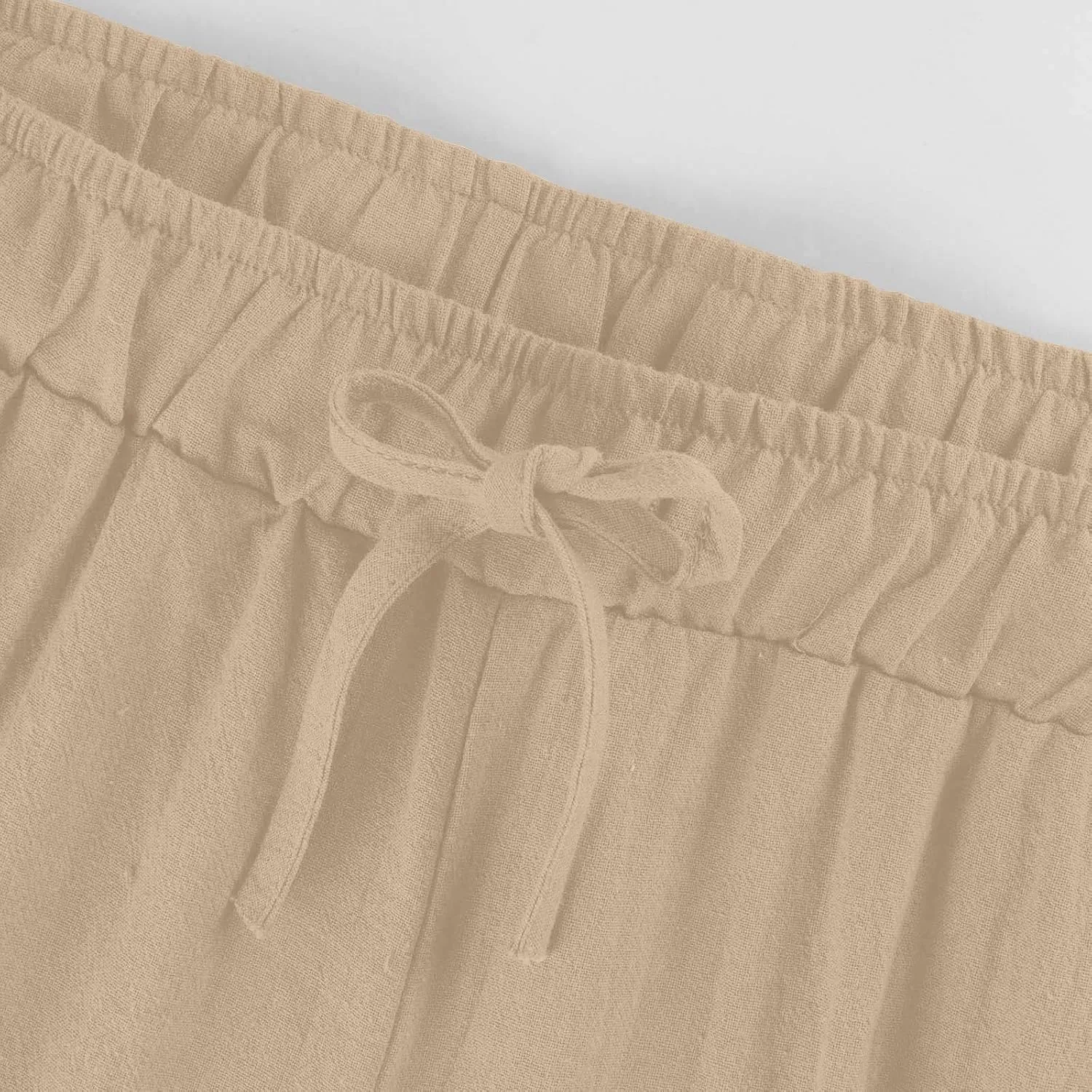 Linen Pants Women Summer Cotton Linen Capris 2025 Wide Leg Boho Pants Drawstring Vacation Beach Cropped Trouser Capris