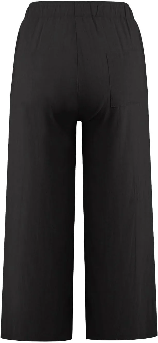 Linen Pants Women Summer Plus Size Capri Pants 2025 Trendy Wide Leg Pants Casual Beach Spring Cropped Linen Pants